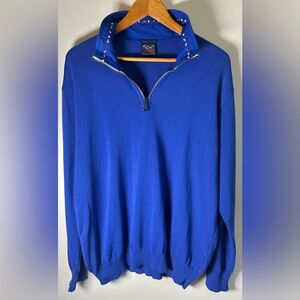 Paul & Shark Yachting Cool Touch 1/4 Zip Sweater Sz XL Cotton Blue Made in Italy